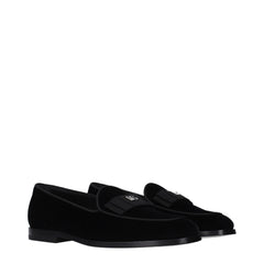 Dolce & Gabbana Black Velvet Slip-On Loafers