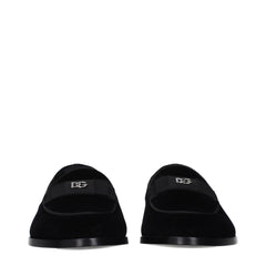 Dolce & Gabbana Black Velvet Slip-On Loafers