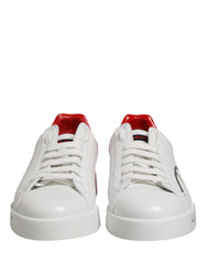 Dolce & Gabbana White Red Portofino Low Top Men Sneakers Shoes