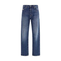 Diesel Jeans Coupe Droit en Coton Bleu