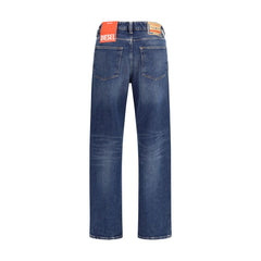 Diesel Jeans Coupe Droit en Coton Bleu