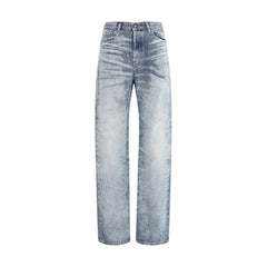 Diesel Jeans Bleus Coupe Droite en Coton