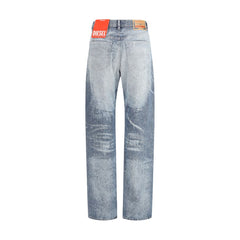 Diesel Jeans Bleus Coupe Droite en Coton
