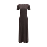 Ferragamo Brown Fleece Wool Long Dress