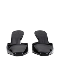 The Attico Black Leather Flat Sandals