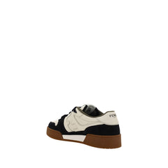 Fendi Black Calf Leather Bos Taurus Low Top Sneakers