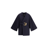 Balmain Blue Fleece Wool Coat