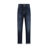 Brunello Cucinelli Blue Cotton Straight-Leg Jeans