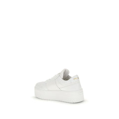 Prada White Calf Leather Bos Taurus Platform Sneakers