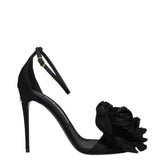 Dolce & Gabbana Black Satin Stiletto Heel Sandals