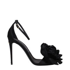 Dolce & Gabbana Black Satin Stiletto Heel Sandals