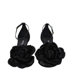 Dolce & Gabbana Black Satin Stiletto Heel Sandals