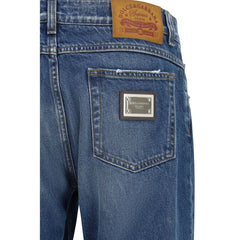 Dolce & Gabbana Blue Cotton Straight-Leg Jeans
