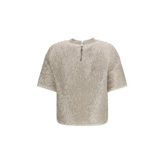 Brunello Cucinelli Beige Silk T-Shirt - S