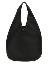 A.P.C. black calfskin shoulder bag with a minimalist structured silhouette and adjustable leather strap.