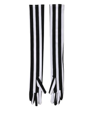 Dolce & Gabbana Black White Stripes Nylon Elbow Length Women Gloves - 7|S