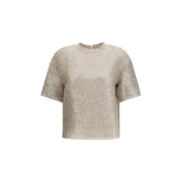 Brunello Cucinelli Beige Silk T-Shirt - S