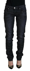 Acht Black Cotton Low Waist Slim Fit Women Casual Denim Jeans - W26 - Jeans