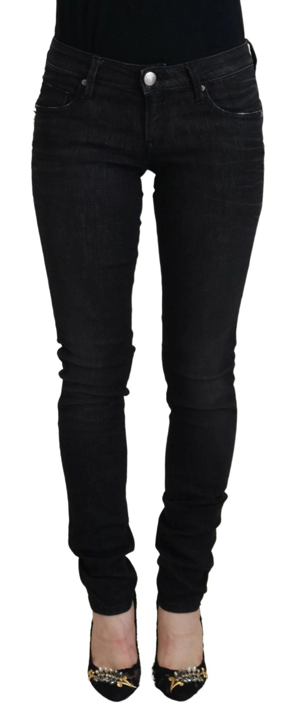 Acht Black Cotton Slim Fit Women Casual Denim Jeans - Jeans
