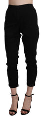 Acht Black High Waist Skinny Cropped Cotton Capri Pant - M - Trousers