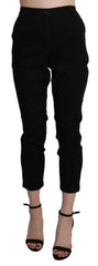 Acht Black High Waist Skinny Cropped Cotton Capri Pant - M - Trousers