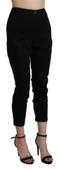 Acht Black High Waist Skinny Cropped Cotton Capri Pant - M - Trousers