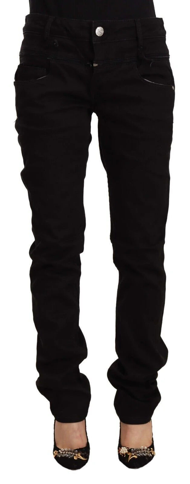 Acht Black Low Waist Cotton Stretch Denim Skinny Jeans - W26 - Jeans