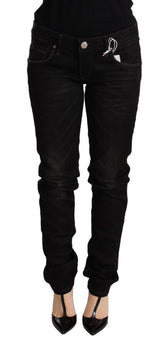 Acht Black Low Waist Skinny Denim Cotton Trouser - Jeans