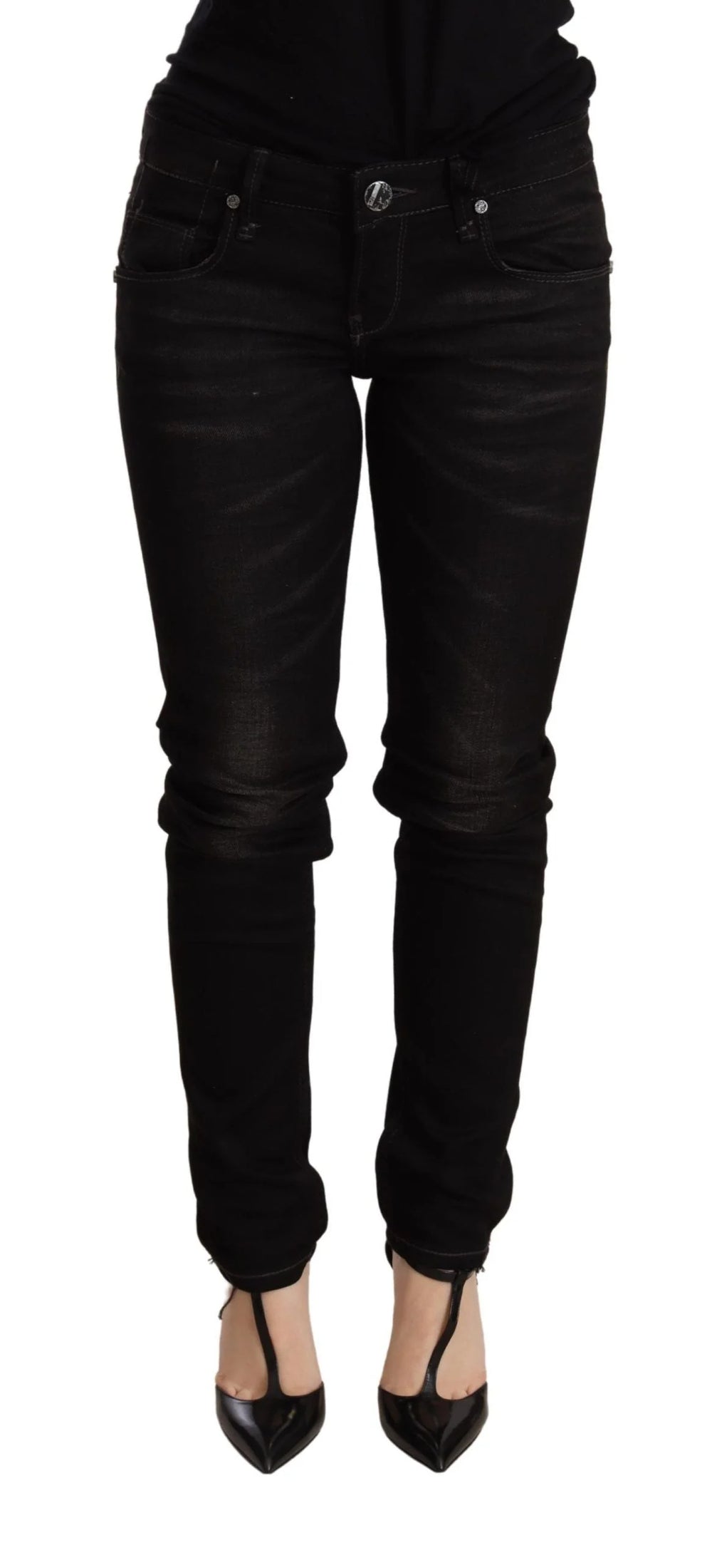 Acht Black Low Waist Skinny Denim Trouser - W26 - Jeans