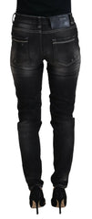 Acht Black Washed Mid Waist Tapered Women Casual Denim Jeans - W26 - Jeans