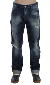 Acht Blue Wash Cotton Denim Regular Fit Jeans - W34 - Jeans
