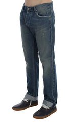 Acht Blue Wash Cotton Denim Regular Fit Jeans - W34 - Jeans
