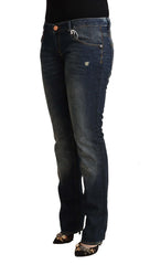 Acht Blue Washed Cotton Low Waist Skinny Denim Jeans - Jeans