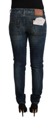 Acht Blue Washed Cotton Low Waist Slim Fit Denim Jeans - Jeans