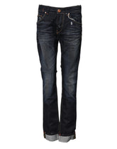 Acht Blue Washed Cotton Mid Waist Flared Denim Jeans - W30 - Jeans