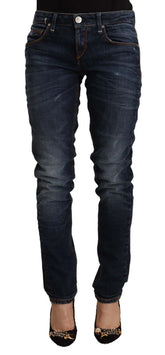 Acht Blue Washed Cotton Mid Waist Skinny Denim Jeans - W26 - Jeans