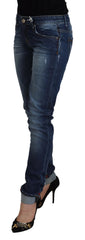 Acht Blue Washed Cotton Slim Fit Women Denim Jeans - Jeans