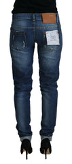Acht Blue Washed Cotton Slim Fit Women Denim Jeans - Jeans
