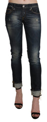 Acht Blue Washed Low Waist Skinny Cropped Denim Pant - W26 - Jeans