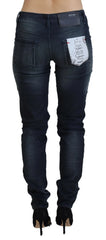 Acht Blue Washed Low Waist Slim Fit Cotton Denim Jeans - Jeans