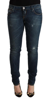 Acht Blue Washed Low Waist Slim Fit Denim Jeans - W30 - Jeans