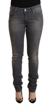Acht Dark Gray Washed Cotton Denim Skinny Jeans - W34 - Jeans