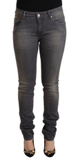 Acht Dark Gray Washed Cotton Denim Skinny Jeans - W34 - Jeans