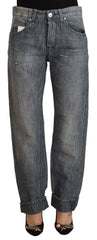 Acht Gray Washed Mid Waist Straight Denim Folded Hem Jeans - W26 - Jeans