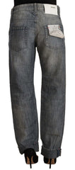 Acht Gray Washed Mid Waist Straight Denim Folded Hem Jeans - W26 - Jeans