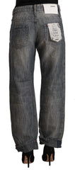 Acht Gray Washed Ramie Straight Denim Folded Hem Jeans - W26 | IT40 - Jeans