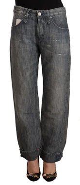 Acht Gray Washed Ramie Straight Denim Folded Hem Jeans - W26 | IT40 - Jeans