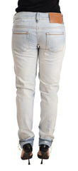 Acht Light Blue Distressed Cotton Folded Hem Denim Trouser Jeans - W26 - Jeans