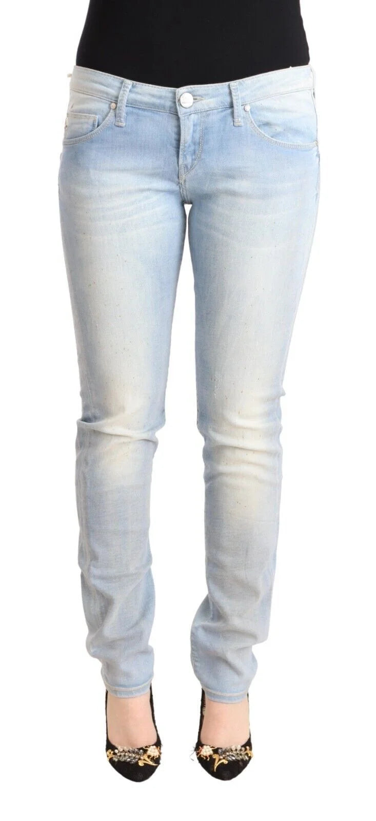 Acht Light Blue Washed Cotton Low Waist Skinny Denim Jeans - W30 - Jeans