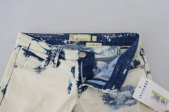 Acht White Blue Cotton Skinny Women Tattered Denim Jeans - W26 - Jeans